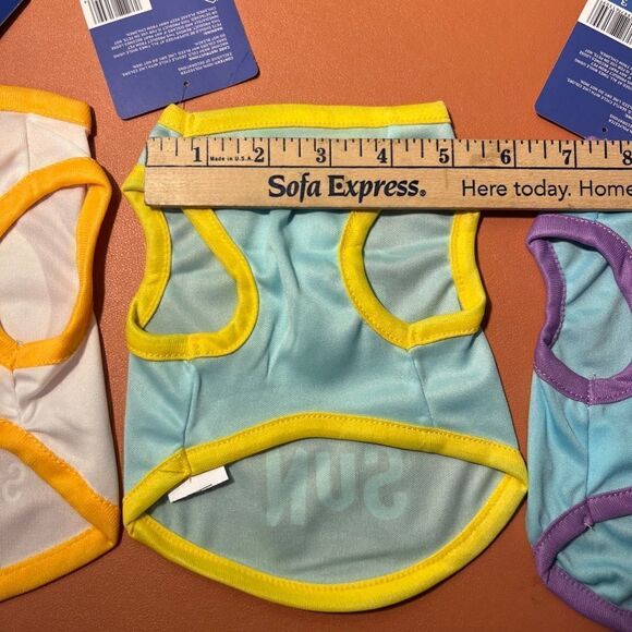 NWT 3pc Dog T-Shirts XSmall Sunbathing Powered By Naps Fun In The Sun Puppy NEW - Picture 8 of 10